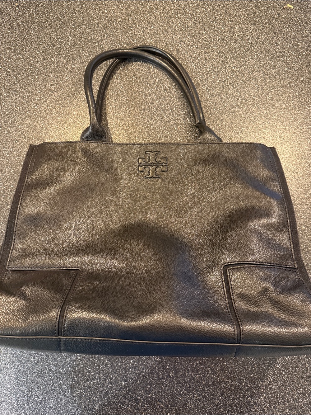 Tory Burch Black Pebble Leather Work Tote